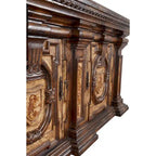 Grand buffet en bois massif – 97,5 L x 48 H, style espagnol peint à la main, Acajou