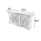 Grand buffet en bois massif – 97,5 L x 48 H, style espagnol peint à la main, Acajou