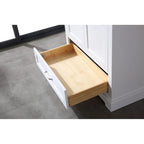 Meuble-lavabo de salle de bain 36" en bois massif – dessus en marbre de Carrare, évier sous plan, fermeture douce, nickel brossé