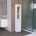 Meuble de rangement de salle de bain avec une porte, Colonne de salle de bain haute avec 6 étagères, pour salle de bain, salon, cuisine