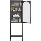 Metal Glass Door Display Storage Cabinet - 5-Tier Cube Bookshelf Storage Cabinet with 3 Adjustable Shelves