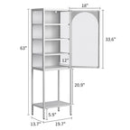 Vitrine de rangement en métal et verre - Bibliothèque cubique à 5 niveaux avec 3 étagères réglables