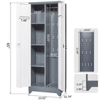 Armoires de rangement métalliques, Armoire à outils avec porte verrouillable, Organisateur et rangement pour balais hauts, Grande armoire de rangement pour cuisine