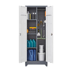 Armoires de rangement métalliques, Armoire à outils avec porte verrouillable, Organisateur et rangement pour balais hauts, Grande armoire de rangement pour cuisine