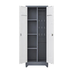 Armoires de rangement métalliques, Armoire à outils avec porte verrouillable, Organisateur et rangement pour balais hauts, Grande armoire de rangement pour cuisine